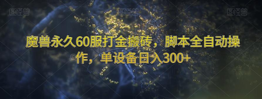 魔兽永久60服打金搬砖，脚本全自动操作，单设备日入300+【揭秘】-微氪项目圈