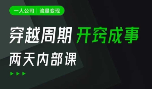 一人公司：流量变现课，一人公司的方法模型拆解， 拆解富人思维，流量思维，小老板思维等-微氪项目圈