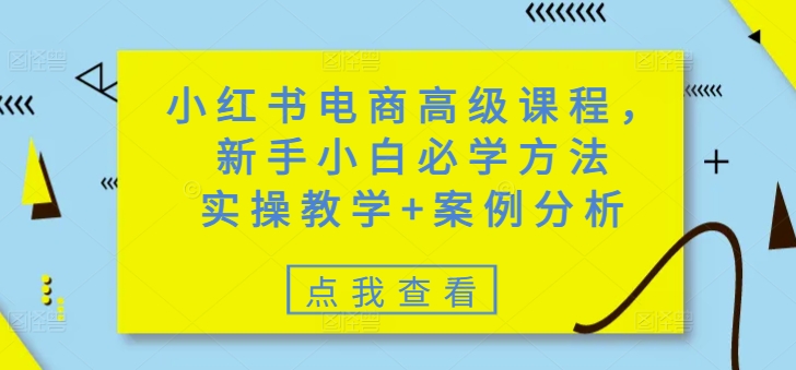 小红书电商高级课程，新手小白必学方法，实操教学+案例分析-微氪项目圈