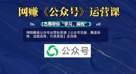 网创赛道公众号运营私密课【公众号注册、赛道选择、话题选择、引流变现】全流程-微氪项目圈