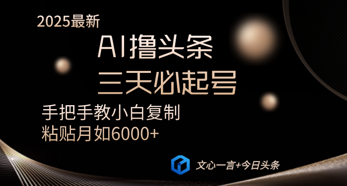 AI撸头条三天必起号手把手教小白复制粘贴月入6000+教程-微氪项目圈