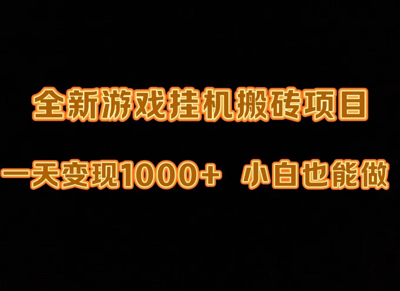 (9580期)最新游戏全自动挂机打金搬砖，一天变现1000+，小白也能轻松上手。-微氪项目圈
