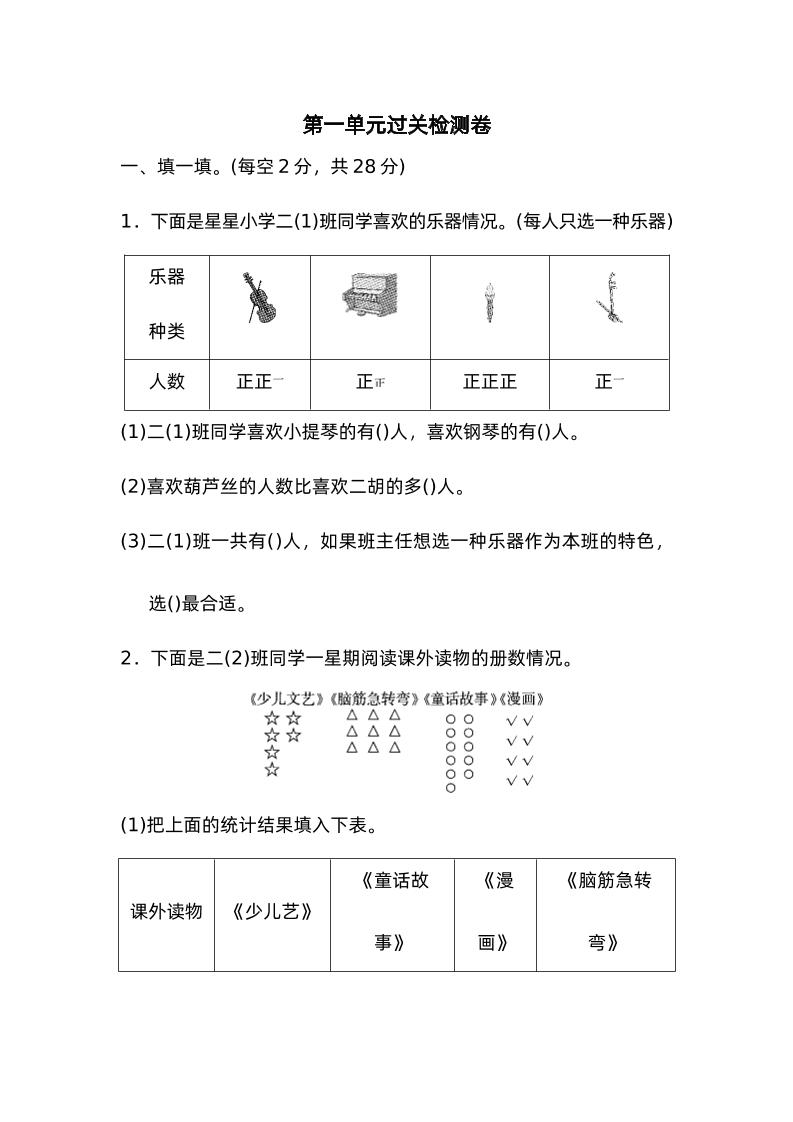 二下数学人教第一单元过关检测卷-微氪项目圈