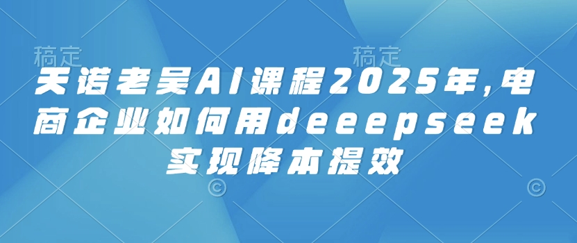 天诺老吴AI课程2025年，电商企业如何用deeepseek实现降本提效-微氪项目圈