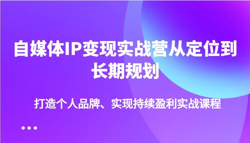 自媒体IP变现实战营从定位到长期规划，打造个人品牌、实现持续盈利实战课程-微氪项目圈