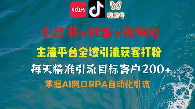 小红书、抖音、视频号全域多平台引流获客，日引目标客户200+，RPA自动…-微氪项目圈