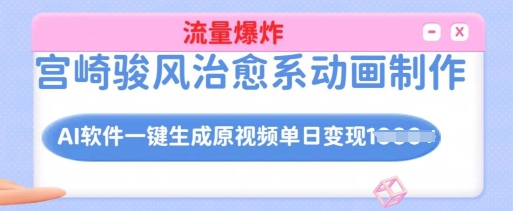 宫崎骏风治愈系动画制作，AI软件一键生成原创视频流量爆炸，单日变现多张，详细实操流程-微氪项目圈