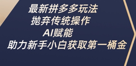 最新拼多多玩法，抛弃传统操作，AI赋能，助力新手小白获取第一桶金-微氪项目圈