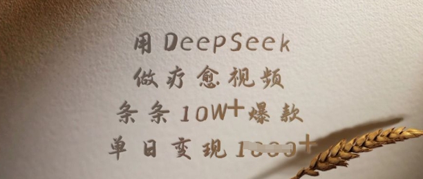 用DeepSeek做疗愈视频，条条10W+爆款，单日变现多张-微氪项目圈