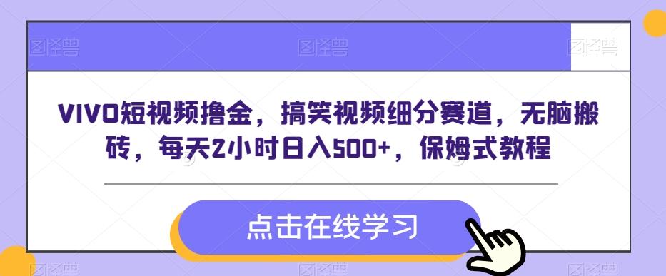 VIVO短视频撸金，搞笑视频细分赛道，无脑搬砖，每天2小时日入500+，保姆式教程-微氪项目圈