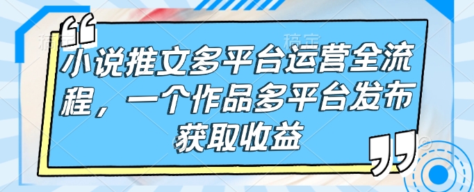 小说推文多平台运营全流程，一个作品多平台发布获取收益-微氪项目圈