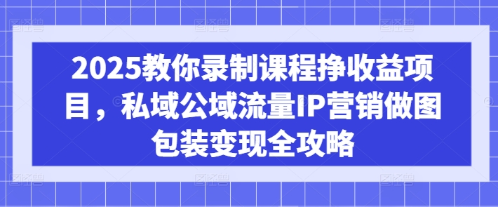 2025教你录制课程挣收益项目，私域公域流量IP营销做图包装变现全攻略-微氪项目圈